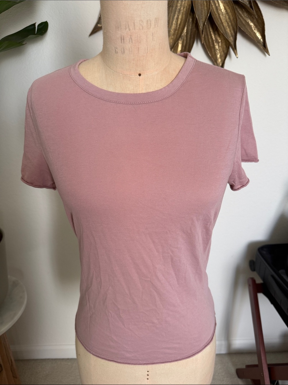 All Saints Slim Crewneck Tee in Dusty Rose